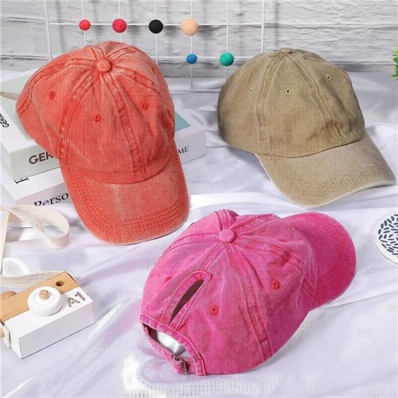 10 Pieces Distressed Ponytail Baseball Caps Washed High Ponytail Baseball Hat - Picture 6 of 7